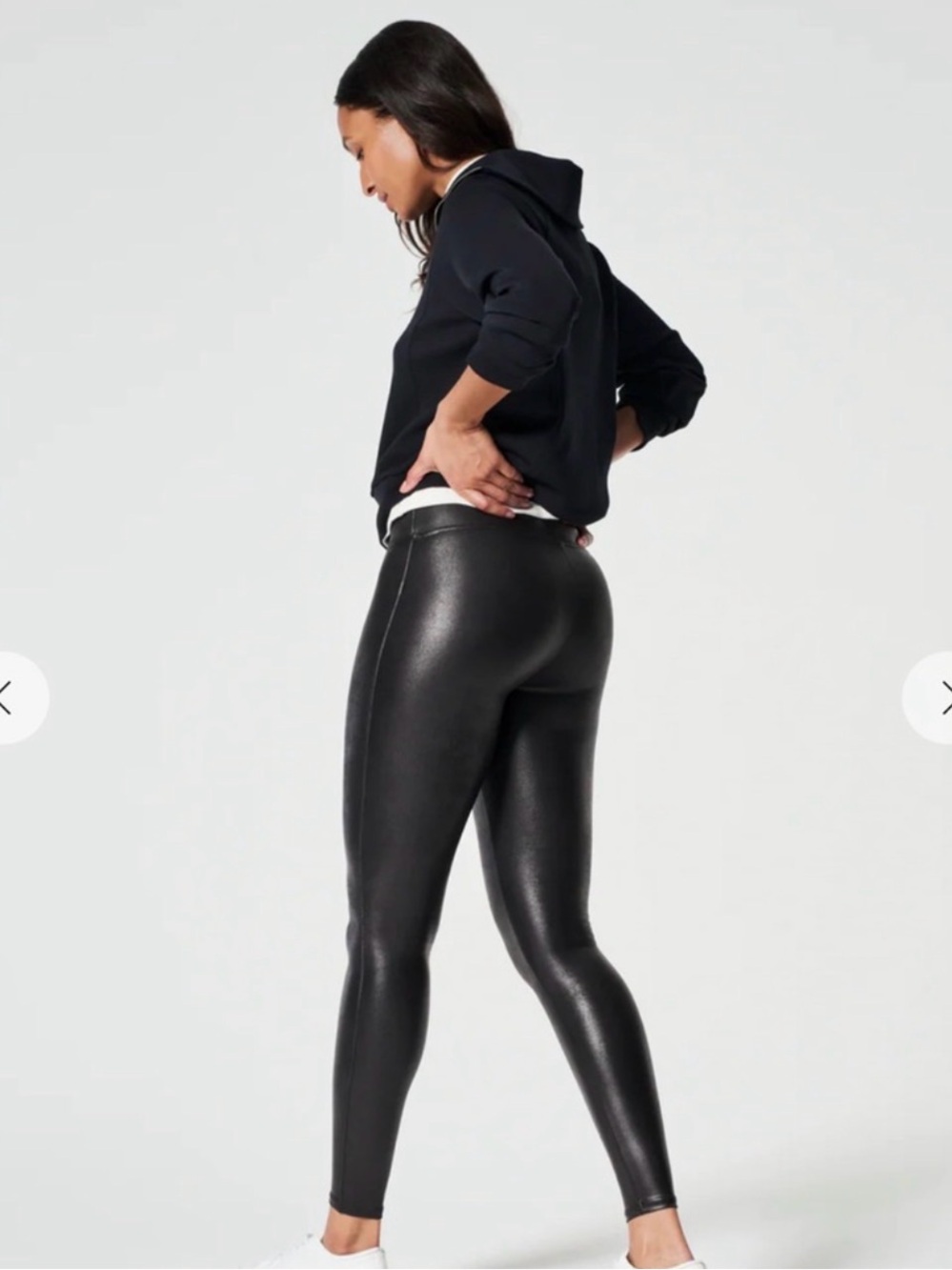 SPANX Black Faux Leather Leggings NWT size large